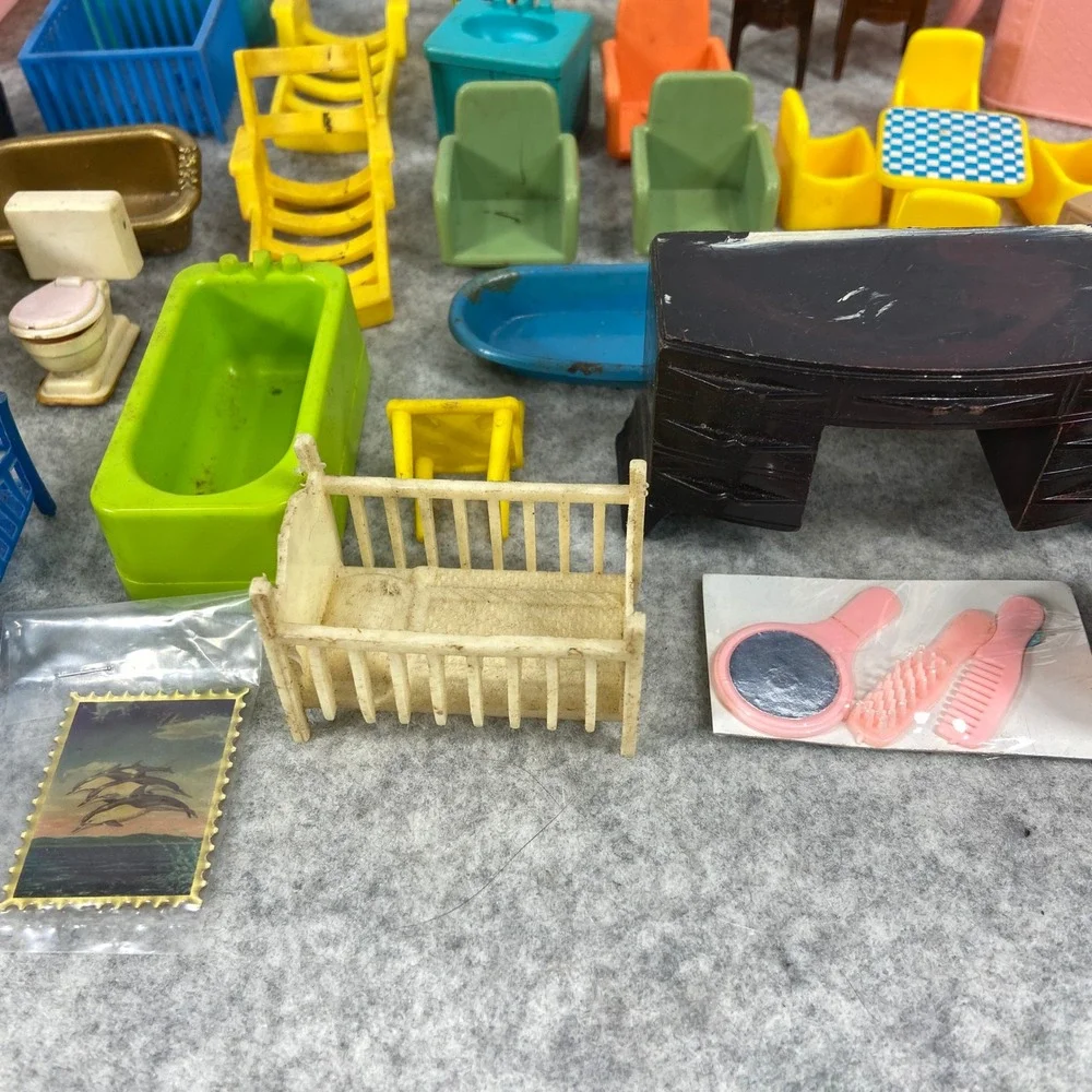 VTG Lot Dollhouse Furniture Accessories‎ Renwal BEST Tootsietoy Mattel Superior